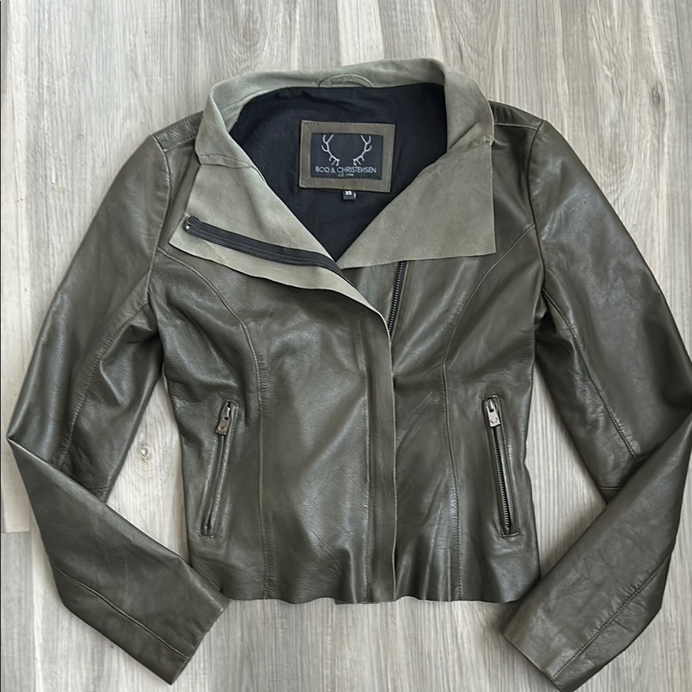BOD&CHRISTENSEN Olive SLIM FIT Leather Jacket